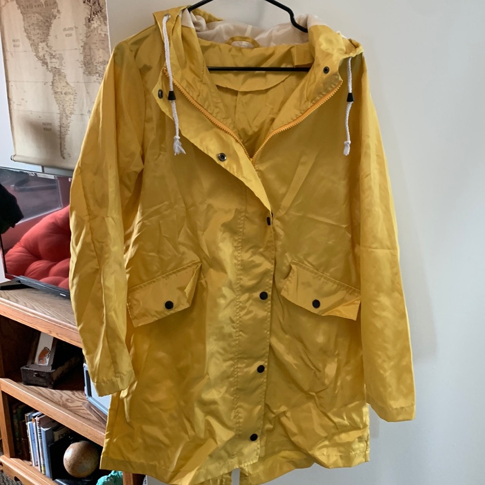 Long yellow raincoat